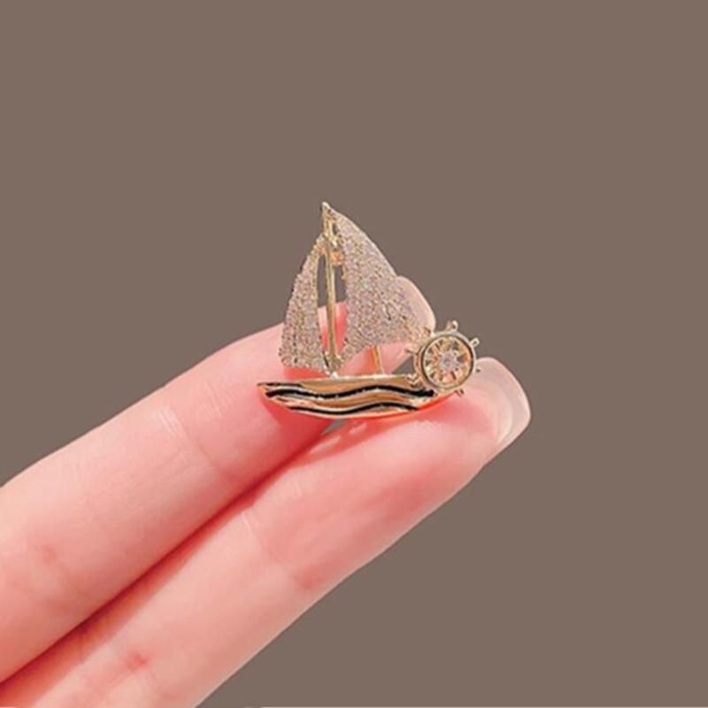 Diamond-Encrusted  Accessories For High-End Women'S Delicate Sailing Corsage Pins