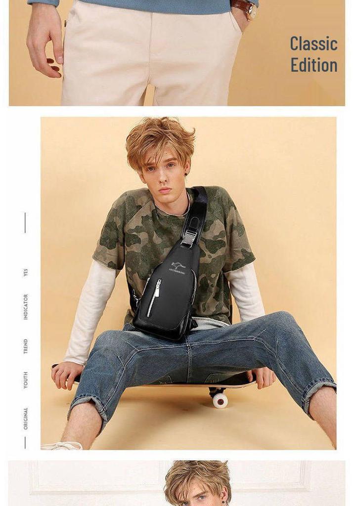 Men's Waterproof Oxford Cloth Crossbody Chest Bag - Korean Style, Trendy, Wear-Resistant, Single Shoulder Bag