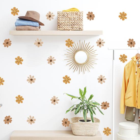 6Pcs Daisy Wall Stickers Self-Adhesive Vinyl Wall Decals Waterproof And Removable Boho Floral