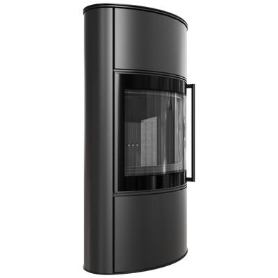 Wood Burning Steel Stove KRATKI BJORN/W Ø 150 8 kW Black Thermotec Self Closing Door