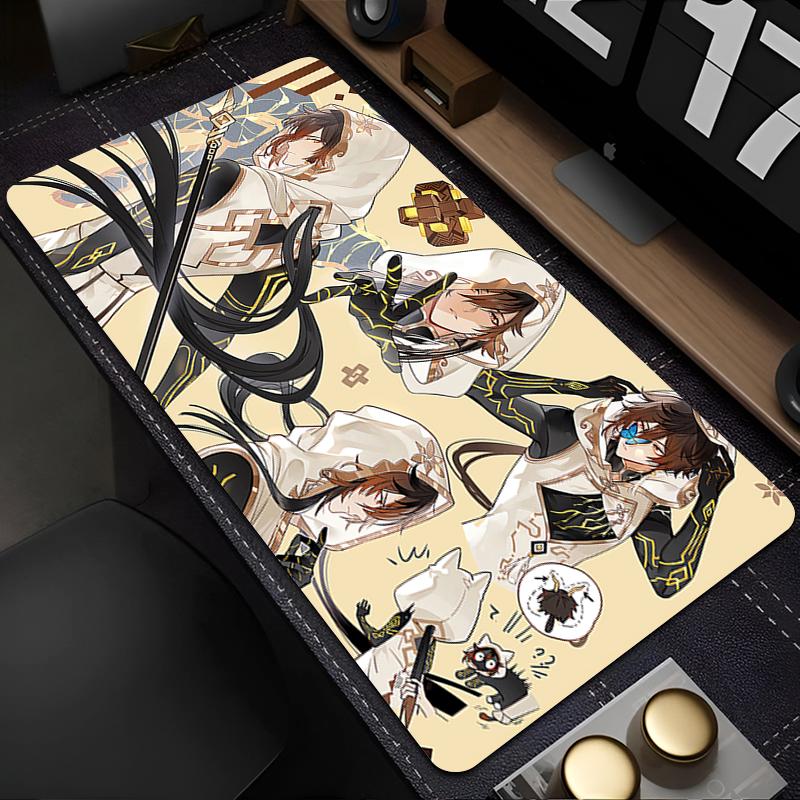 Anime Zhongli Mouse Pad Large Gaming Desk Mat NonSlip Laptop Keyboard Tray Office Pc Genshin Impact Gamer