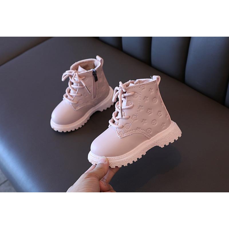 Moda Versátil Invierno Nuevo Algodón para Niños Botas de Cuero Británicas para Niños