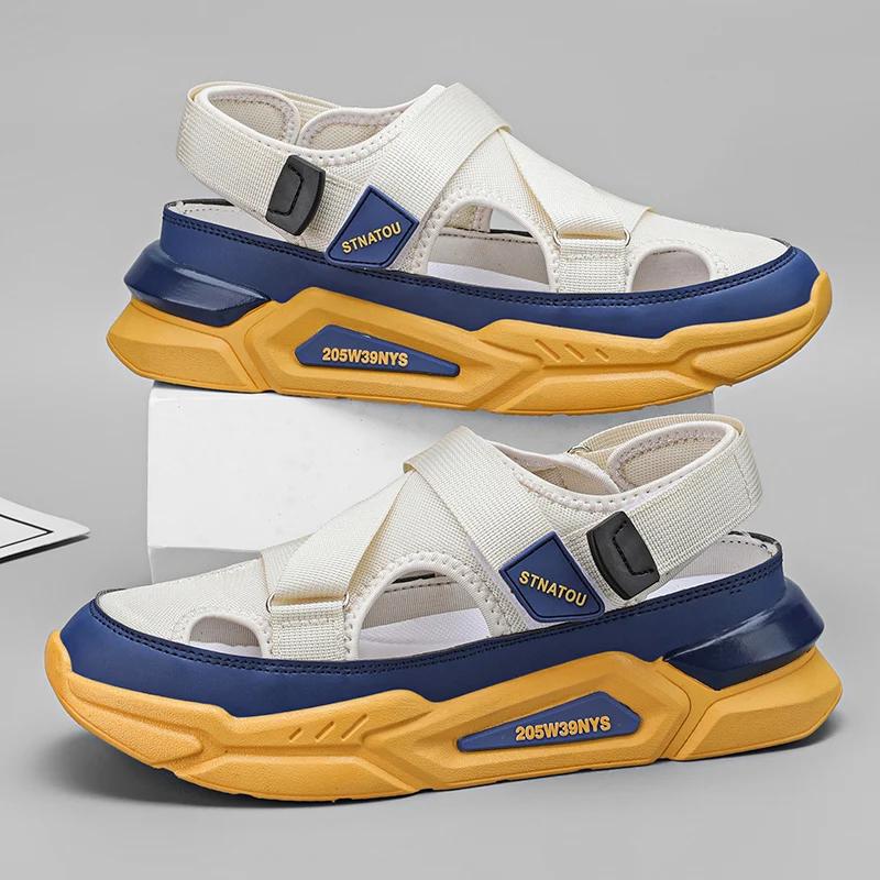BKQU Fashion Designer Men's Sandals Breathable Casual Shoes for Men Outdoor Non Slip Beach Sandals  New Male Platform