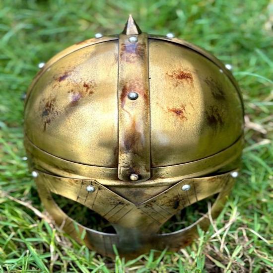 

Средневековый шлем викинга ручной работы с кольчугой, средневековый шлем для костюма боевой брони нормандского рыцаря, подарок на Хэллоуин