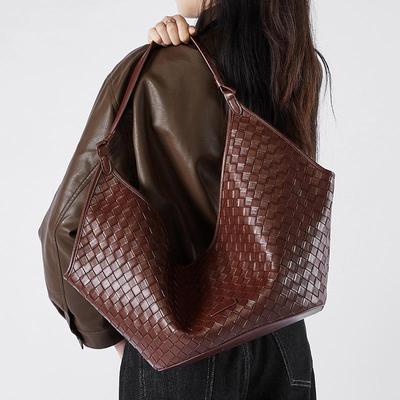 2024 Women's Fashionable Genuine Leather Large Capacity Woven Cowhide Bag - Stylish & Classy Ladies' Commuter Tote