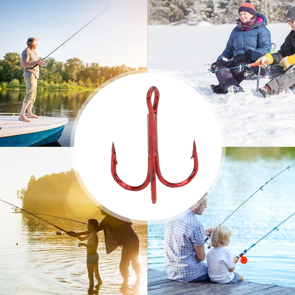 100 buc Cârlige Triplu Roșii Oțel Carbon Ridicat Cârlig de Pescuit Ac de Pescuit Accesorii de Pescuit 10#