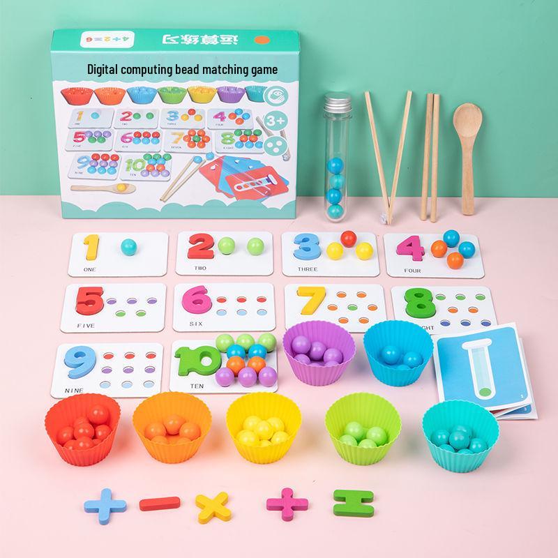 Montessori Mathe Perlen Klemmpuzzle - Zahlenerkennung & Feinmotorik Spielzeug für Kinder