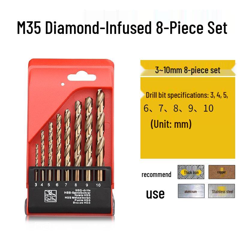 Cobalt-Enhanced Extended Length Twist Drill Bit Set - Super Hard Stainless Steel Alloy, 4.2mm.