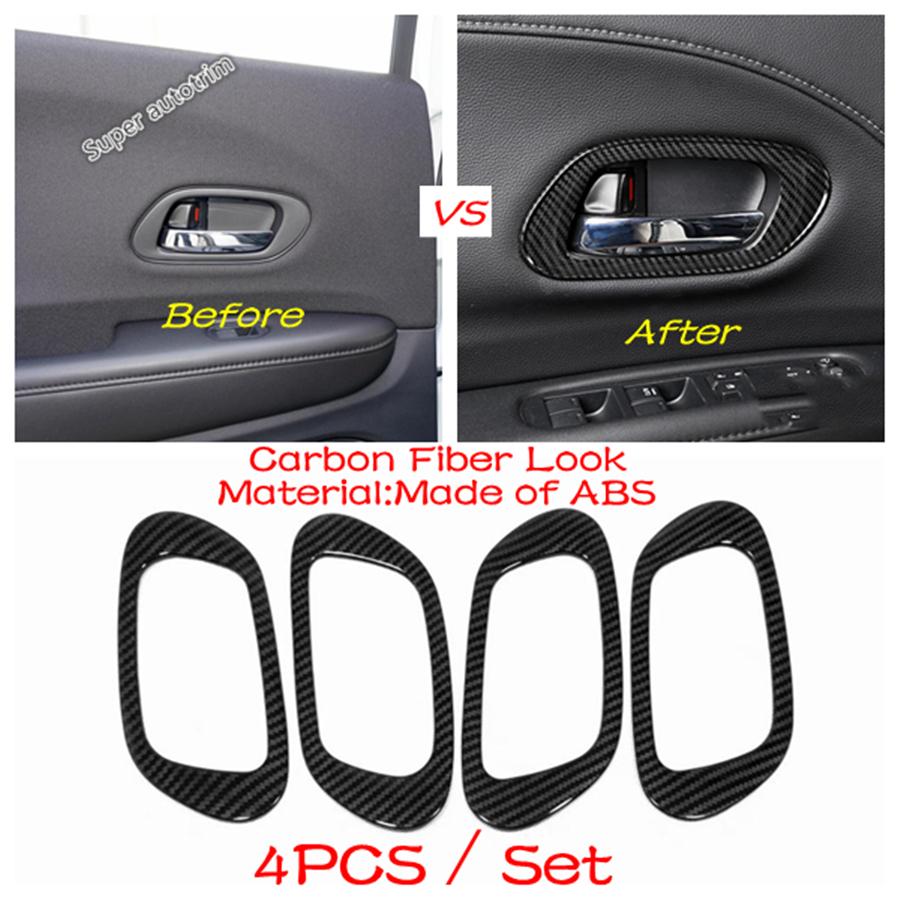 Car Door Loudspeaker / Window Rise Lift Down Control Decor Cover Trim Carbon Fiber Accessories For Honda Vezel HR-V 2014 -