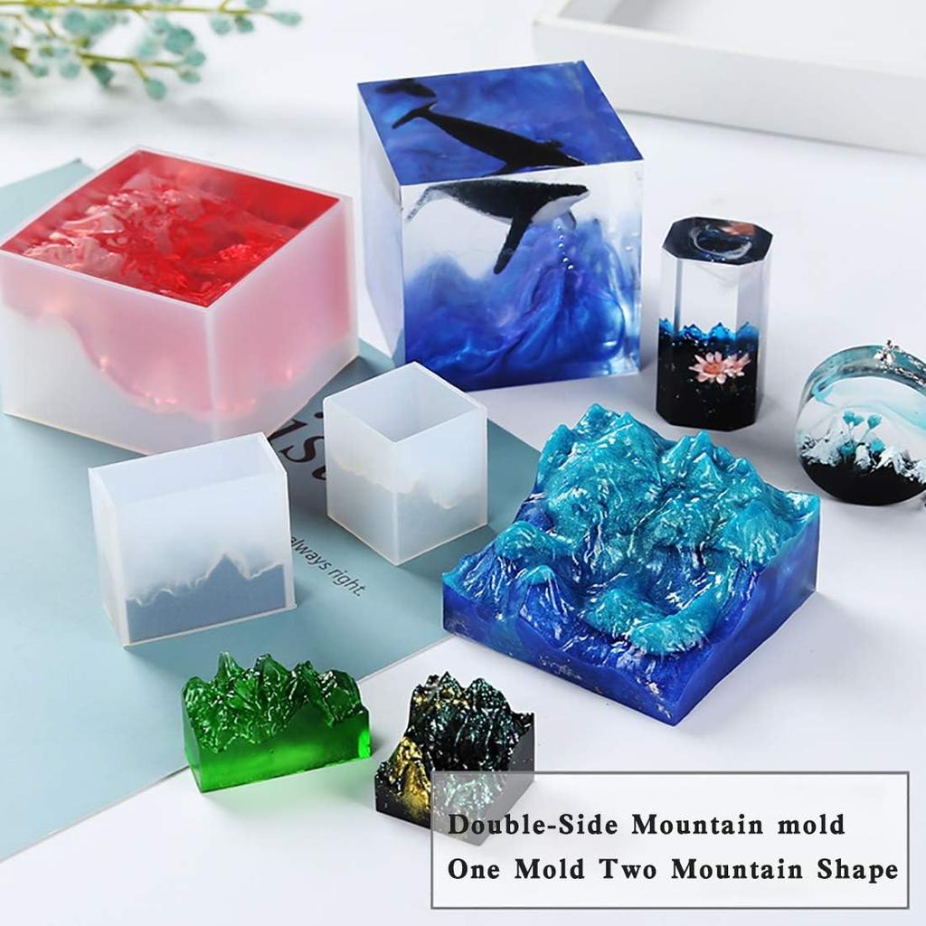 FineInno 3Pcs Mountain Resin Molds,Iceberg Silicone Molds for Epoxy Resin,Micro Landscape Casting Molds DIY Polymer Clay Craft,Paperweight
