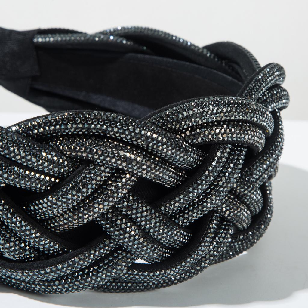 Luxury Headbands Diamond Inlaid Fried Dough Twists Braided Hairband Hair Accessories Women's Wide Edge Hair Band Hoop Headwear