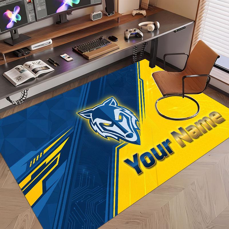 Custom Rug Warrington Wolves Pattern Print Name Text Soft Non‑Slip Floor Carpet for Home Indoor Decoration
