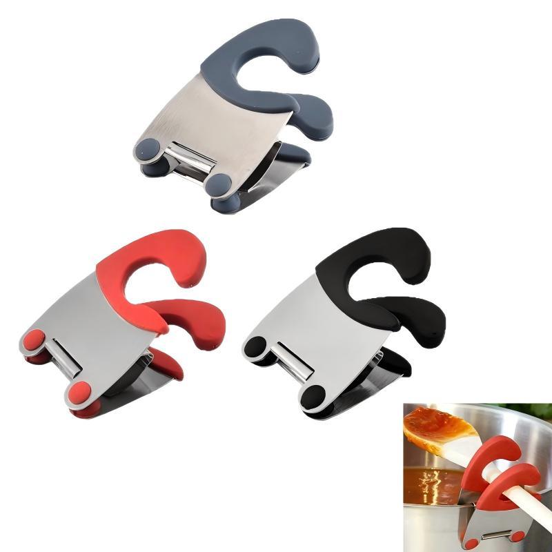 Pot Spoon Holder Pot Clip Holder Anti Scald Silicone Grip For Spoon Spatula Fork Cooking Utensils Spoon Rest Kitchen Accessories