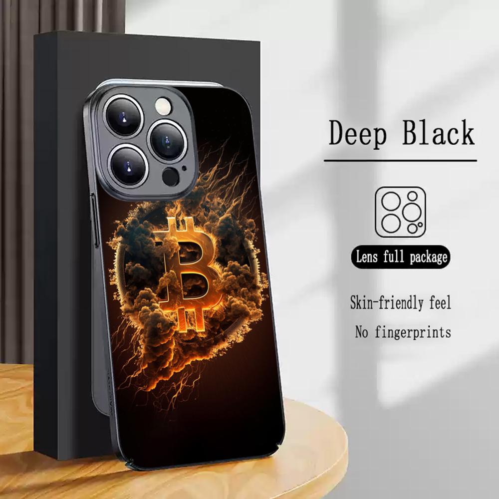 Stylish cool Bitcoin BTC Phone Case For iPhone 16 15 14 13 12 11 X XR XS 8 Plus Mini Pro Max Soft black Shockproof Cover