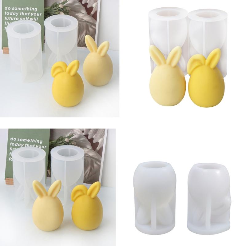 Easter Silicone Candle Molds 3D Eggs Rabbit Aromatherapy Soap Plasters Resin Mould Candle Making Supplies Home Decorations