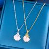 Stylish Copper-Plated Starfish Shell Necklace with Zircon Inlay