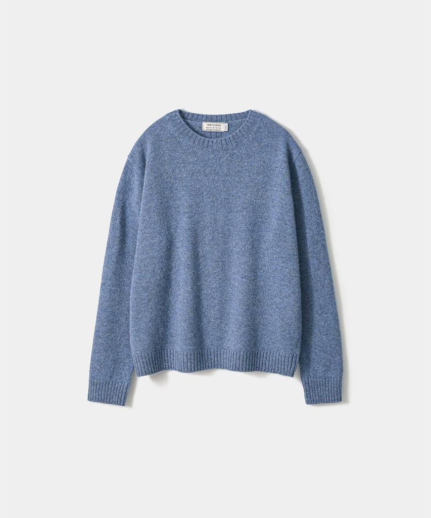 TRIP LE SENS [100% Wool] Pure Light Round Knit_Heather Blue