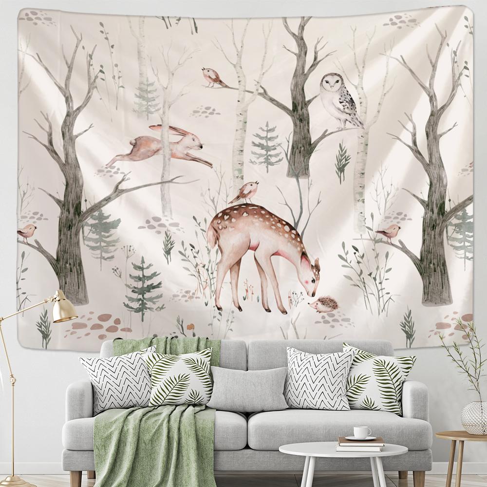 Cartoon Illustration Tapestry Wall Hanging Hippie Tapiz Psychedelic Witchcraft Art Tarot Card Kawaii Room Home Decor