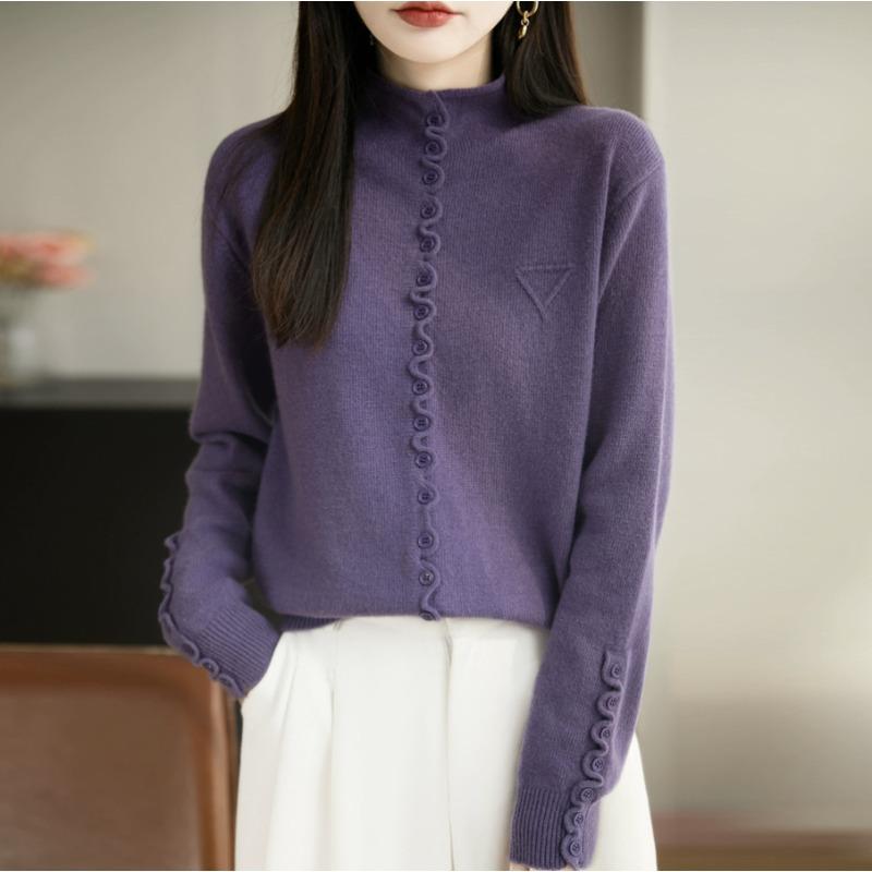 Knitted Sweater for Women Half High Neck Autumn and Winter New Thick Warm Base Sweater