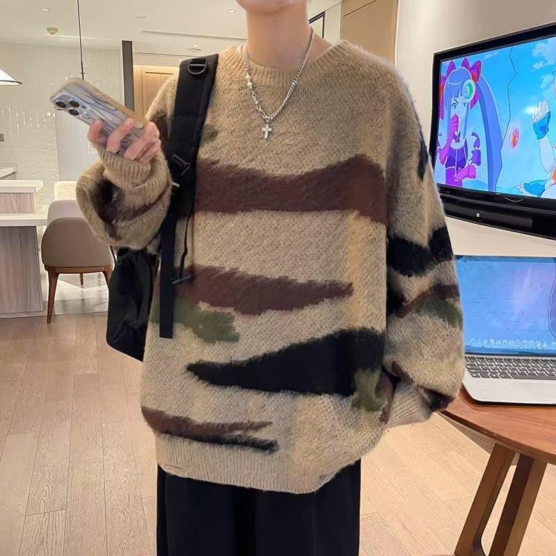 Американский повседневный осенне-зимний мохеровый свитер мужской высококачественный ленивый тренд бренд нишевая вязаная куртка M