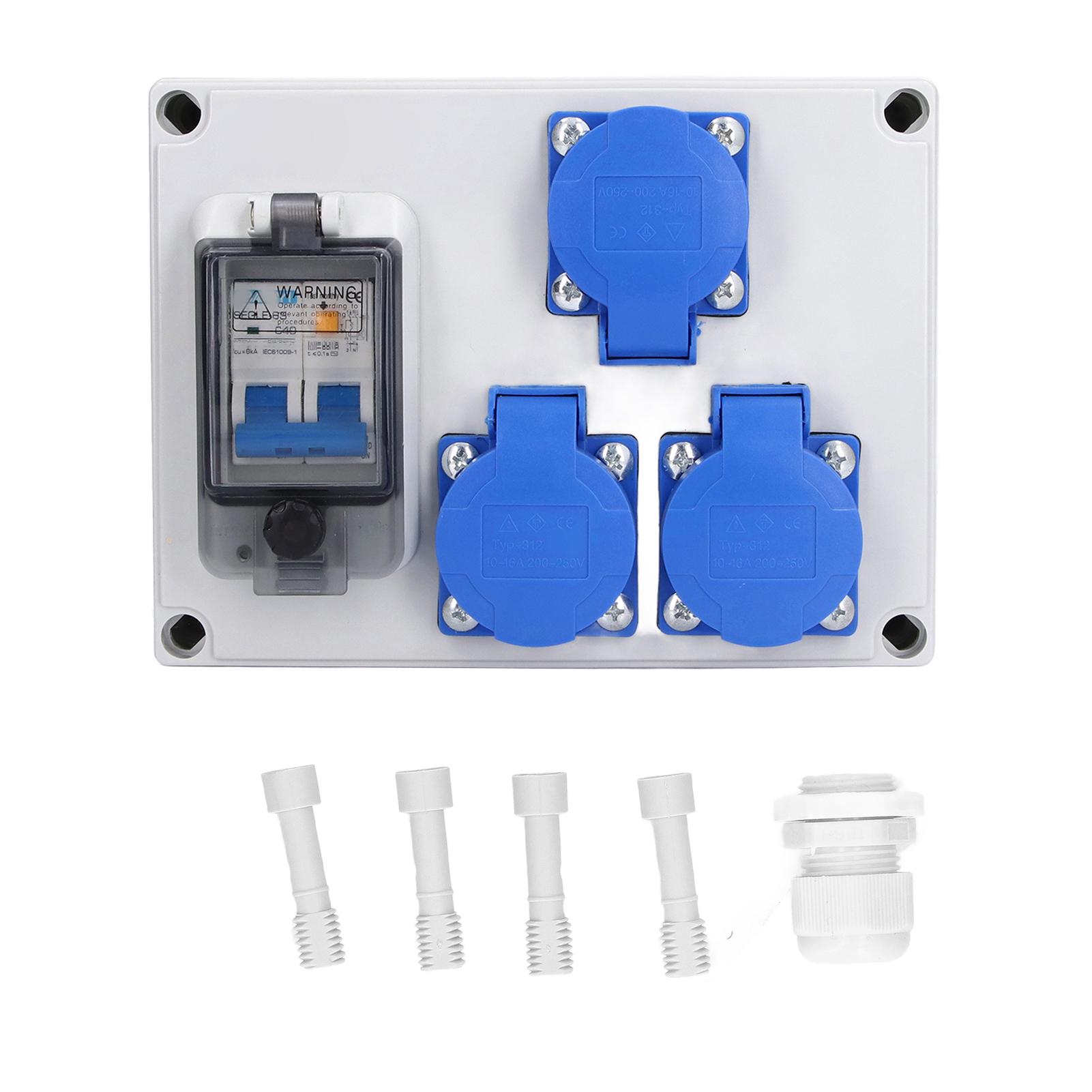 

Wall Socket Dual German Power Outlet Box Receptacle 200‑250V with 230V 40A 1P+N RCD