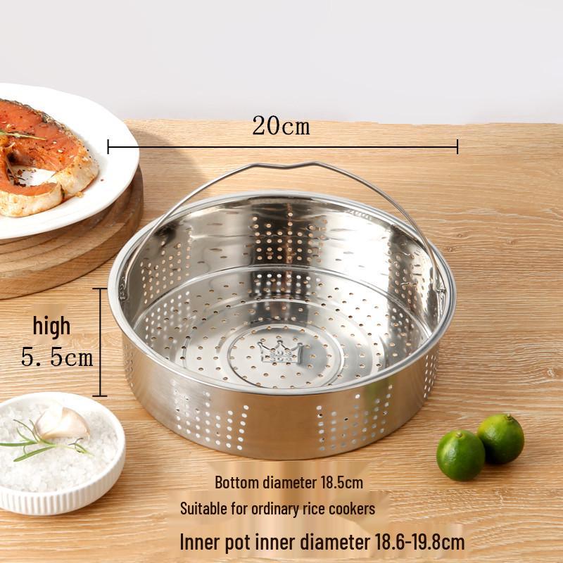 Universal 304 Stainless Steel Steamer Basket with Small and Large Holes, Non-Magnetic, Thickened for Household Rice Cookers.