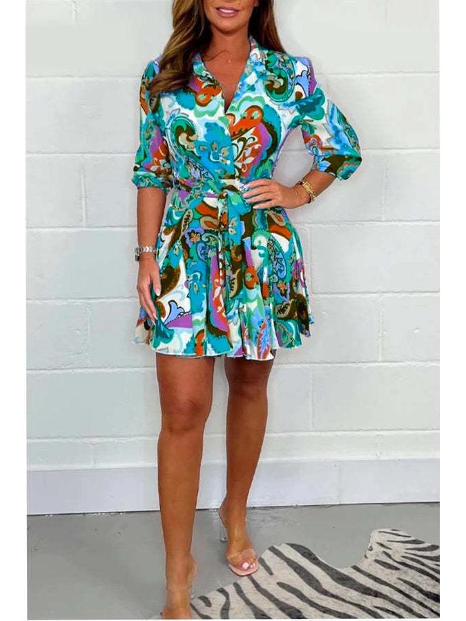 Elegant Summer Women s Slimming Shirt Dress – Light, Loose, and Stylish Large синий