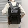 Schoolbag New Retro Backpack Male College Student Commuting Fashion High School Student Schoolbag Large Capacity Pu Computer Business Backpack
