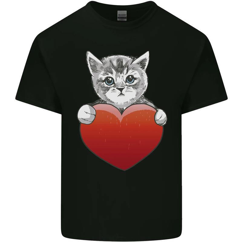 a Cute Cat With a Heart Love Valentines Day Unisexs Cotton TShirt Tee Top