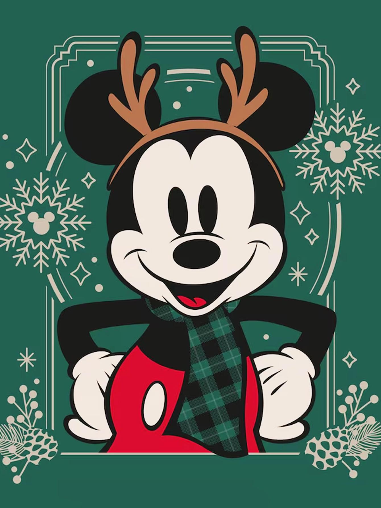 

DIY Diamond Painting Deer Antler Mickey Cross Stitch Kit Mosaic Art Diamond Painting Full Circle Diamond Home Decoration Round 20x30cm