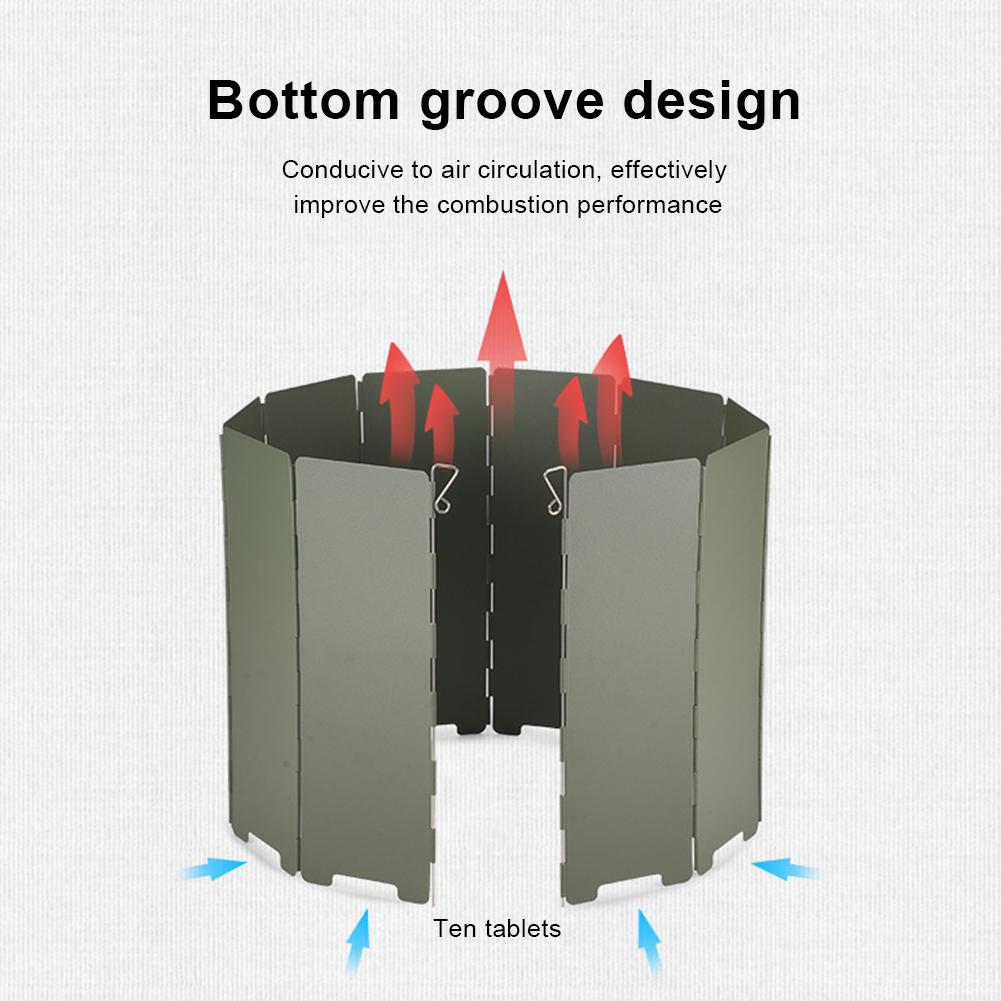 10 Plates Camping Stove Windscreen with Drawstring Bag Outdoor Stove Wind Shield Folding Outdoor Stoves Windscreens Picnic Tool