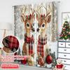 2D Flat Printing 2pcs Window Curtains Christmas Reindeer and Snowflakes Versatile Polyester Fabric Without Electricity Party