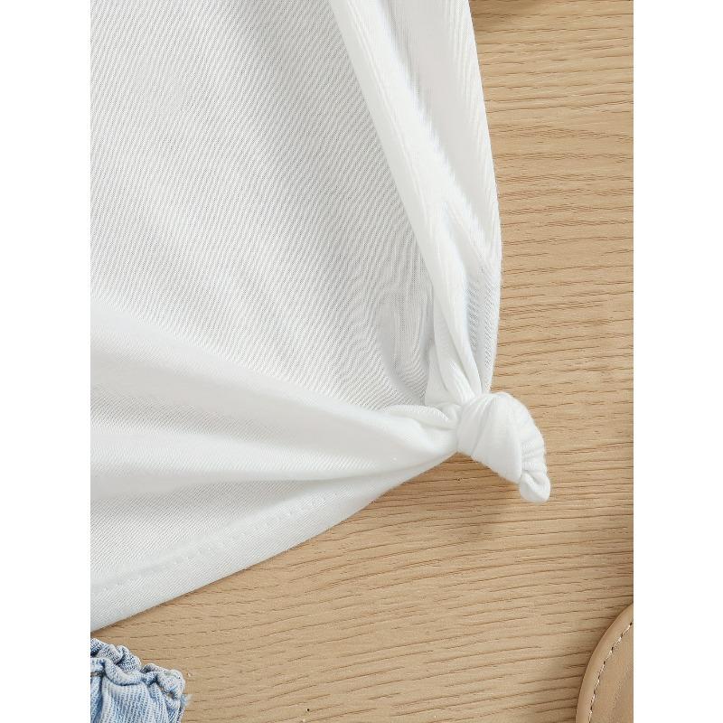 European Size Girls Round-neck Short-sleeved T-shirt with Unique English Patterns