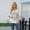Women's Stand Collar 3/4 Sleeve Printed Top T-shirt