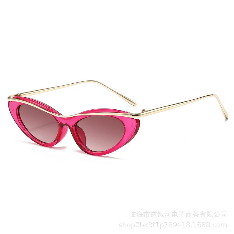 European and American new personalized small frame cat eye metal eyebrow *** glasses women's retro high-end fashion sunglasses