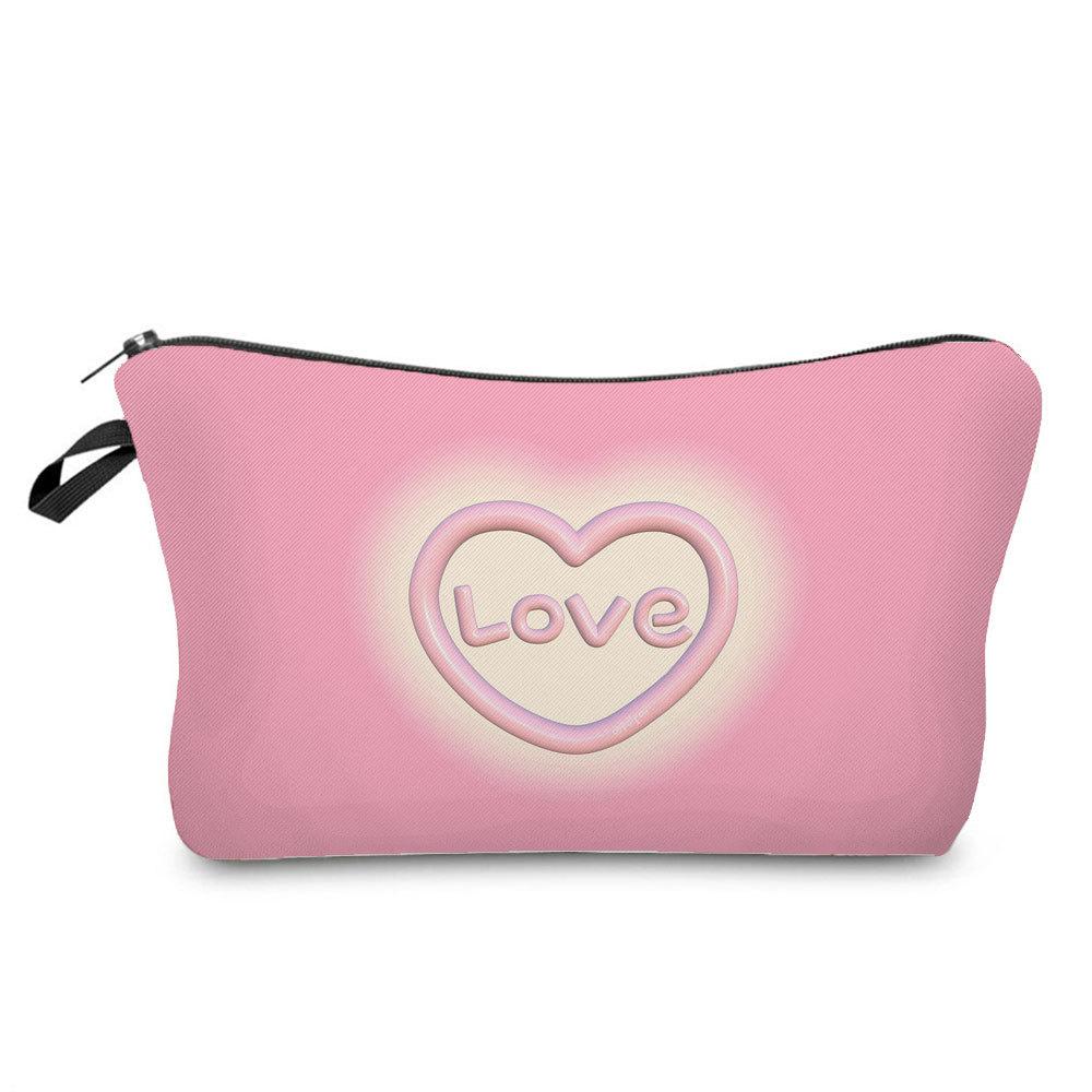 Women Love Print Cosmetic Bag Toiletries Organize Travel Storage Case  6385