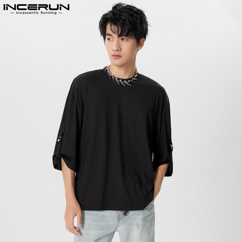 INCERUN Pánská nadměrná ležérní trička s 3/4 rukávem a volného střihu