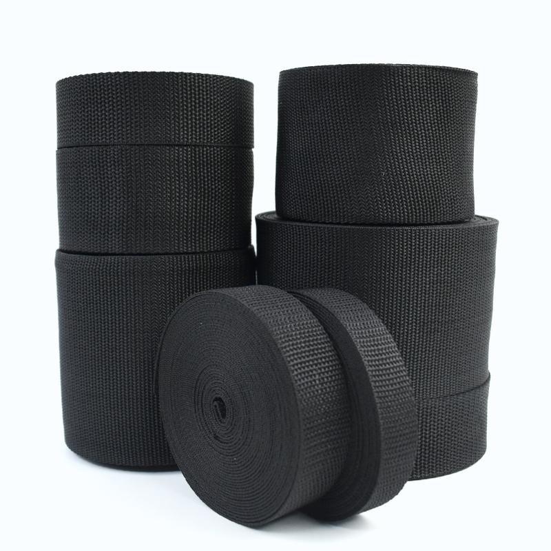 20/50M Black Nylon Webbing Tape 20-100mm Backpack Ribbon Strap At The Meter 1.3mm Thick Safety Belt Sling Sewing Bias Supplies