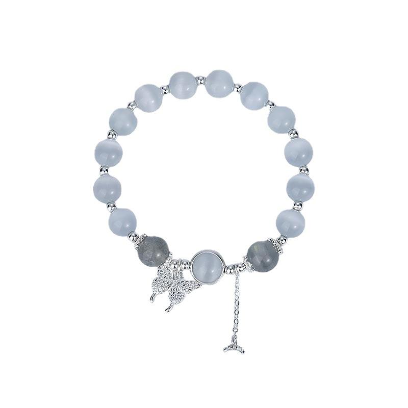 Butterfly Cat's Eye Stone Bracelet, Unique Design, Moonstone Bead Bracelet, High-End Jewelry, New Style for Women
