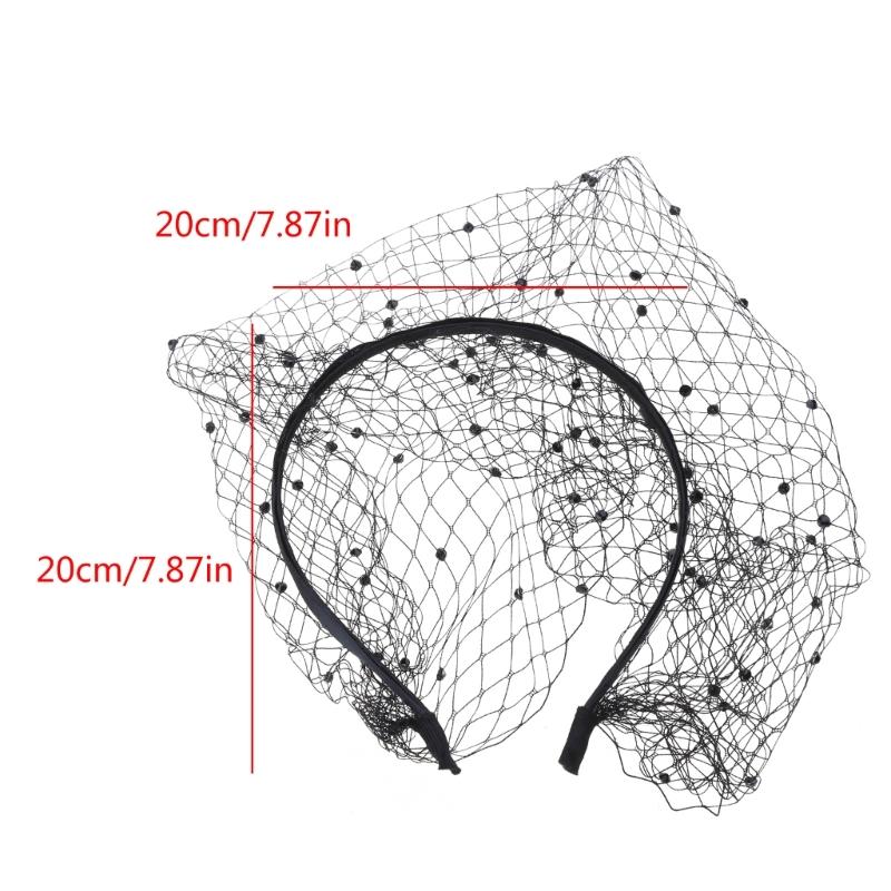 Set of 2 Crystal Face Net Headband Elegant Rhinestones Hair Hoop Ornament Wedding Fascinator Stylish Jewelry for Parties