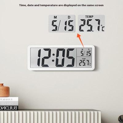 Multifunktionale batteriebetriebene digitale LCD-Wanduhr Zeit Temperatur Datum Schreibtisch-Tischuhr 12/24H LCD-Uhr für Wohnzimmer
