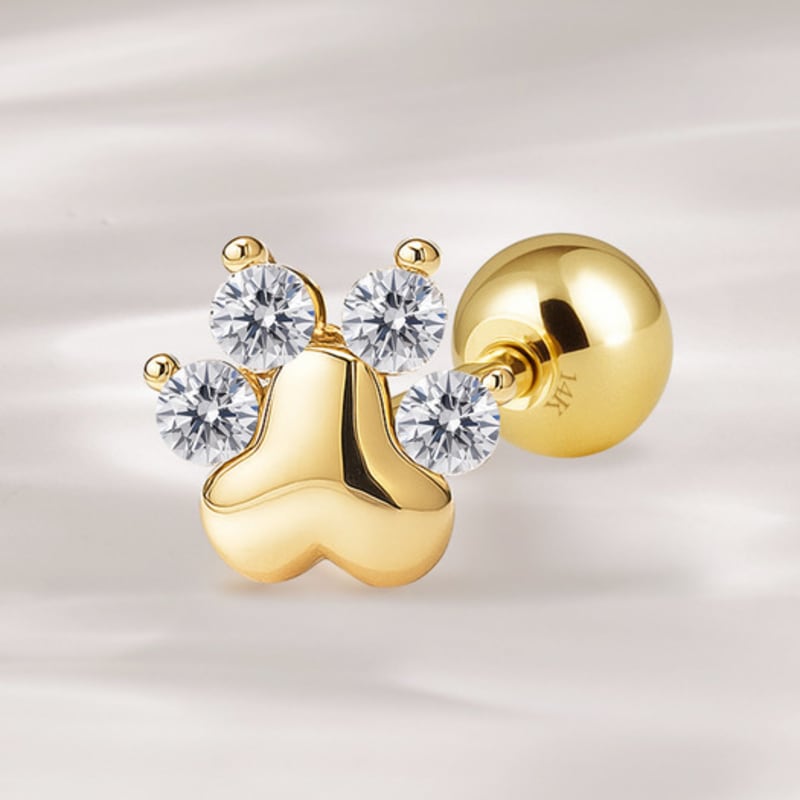 

JEWNEL 14K Petite Cubic Animal Paw Piercing Earrings piercing (1 piece)