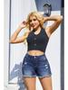 2025 Women's Low Waist Ripped Denim Shorts with Frayed Hem - European American Style Sexy Jeans Hot Pants