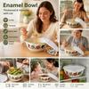 with Lid Enamel Mixing Bowl Chinese Rose Print Instant Noodle Bowl Vintage Enamel Bowl  Camping