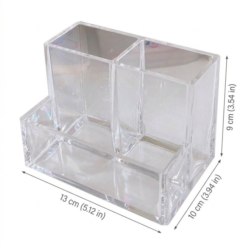 

3 Compartments Acrylic Pen Holder Clear Desk Pen Holder Pencil Organizer Countertop Desk