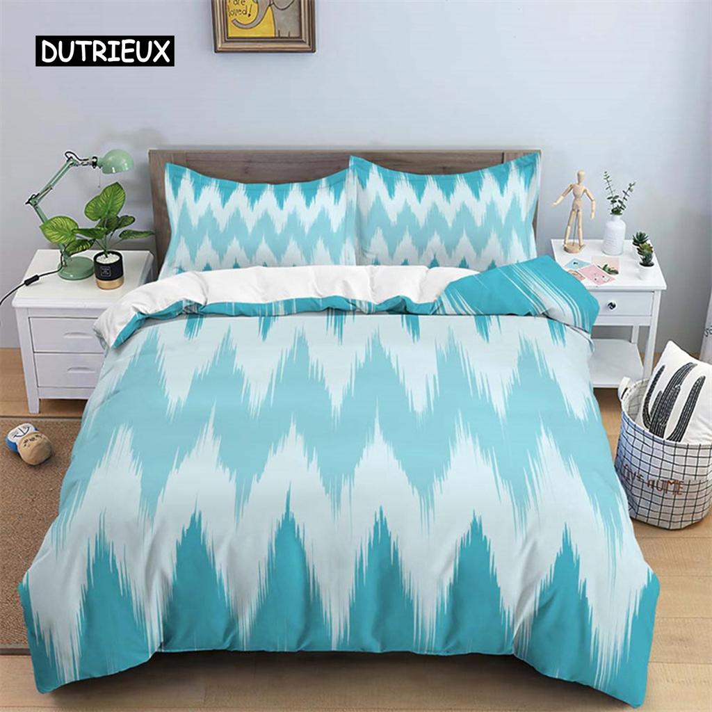 Waves Geometric Duvet Cover Abstract Bedding Set Twin King For Kids Adult Room Decor Microfiber Quilt Cover with 1/2 Pillowcases