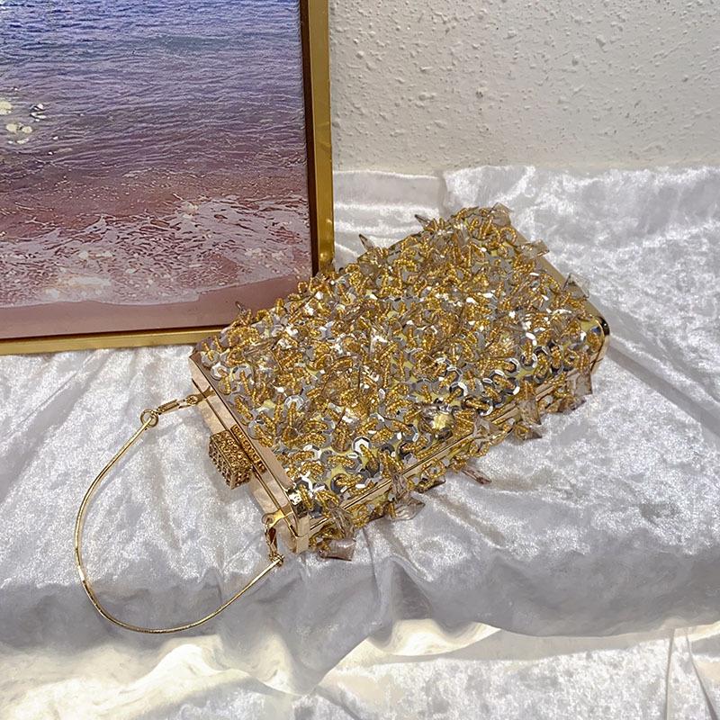 Elegante Retro Pailletten Perlen Box Tasche - Vielseitige Abend Hand- & Umhängetasche für Frauen