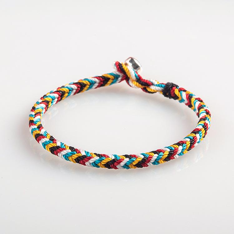 Handmade Five-Color Braided Festival Bracelet for Men, Women, and Children