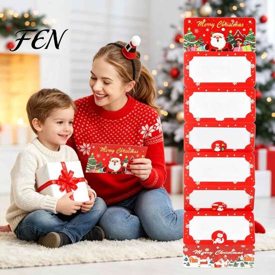 Surprise Money Gift Box Christmas Cash Envelopes, 6 Slots Foldable Holder, DIY Decorative Paper Pouch Holiday Card Booklet for Xmas Parties,