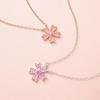 Sakura Flower Pendant Necklace: Women's Sweet Retro Zircon Clavicle Chain - Elegant & Stylish.